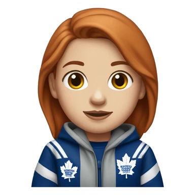 red head girl wearing toronto maple leafs hoodie sticker