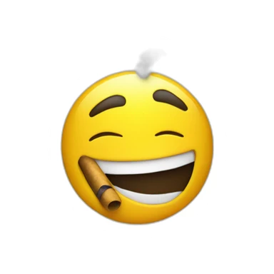 cool emoji that smokes. The emoji is the round and yellow standard formfactor sticker