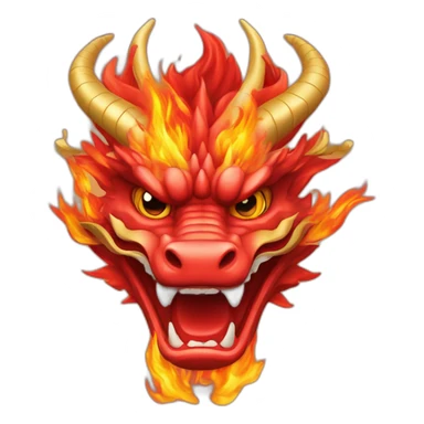 Chinese dragon head with fire, red and golden skin sticker