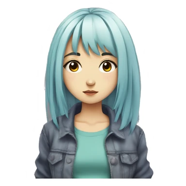 anime style grunge girl sticker