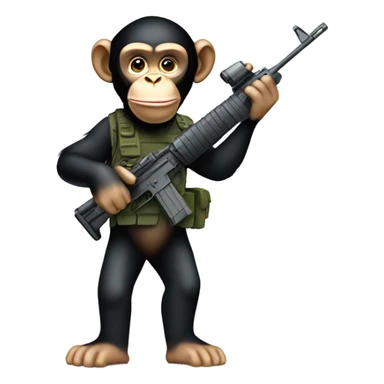 Chimpanzee with Airsoft rifle sticker
