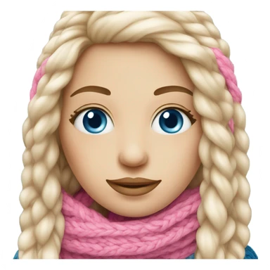 beautiful finnish fair long hair woman with blue eye knitting pink scarf sticker