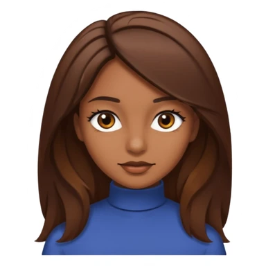 Chica morena con el pelo café medio largo en capas bonita con ojos negros  sticker