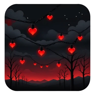 Edgy Black gloomy night sky crimson-blood-red glowing lights  Aesthetic scene scenery full picture decorations sticker