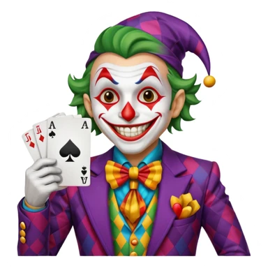 poker card with a crazy jolly joker sticker
