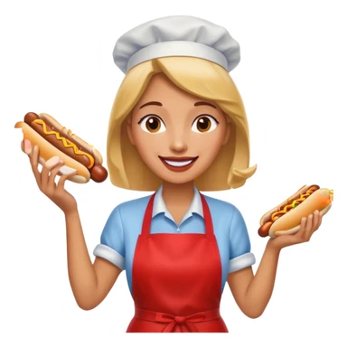 A cheerful woman selling hotdogs sticker