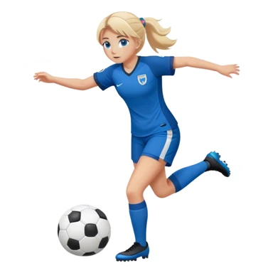 Blonde girl blue eye playing soccer in blue uniform  sticker