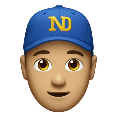 Man with blue cap that says ND in gold sticker