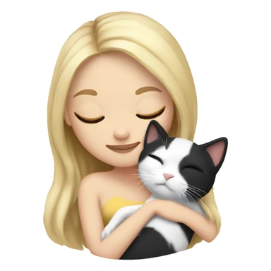 White girl blonde hair sleeping with kitty. kitty has black and white markings sticker