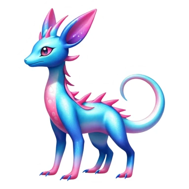 Colorful Shiny Exotic Amaura-Salandit-Aurorus-Sylveon-Fakémon-hybrid-creature (full body)  sticker