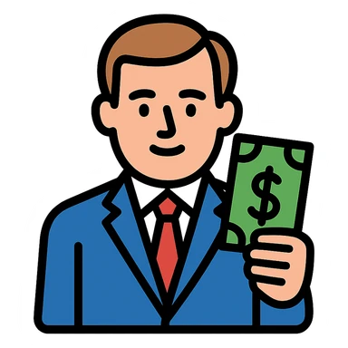 Nikolai Astrup, Norwegian politician, holding a pack of money in his hand sticker