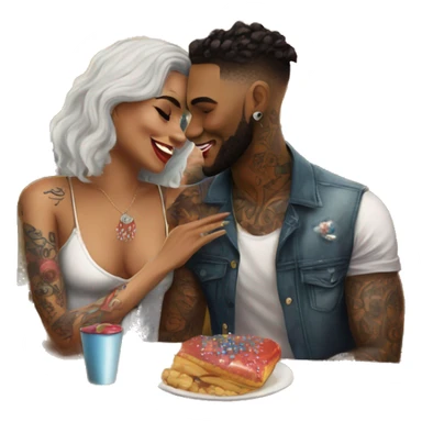 Romantic carnival date for beautiful tattooed couple sticker