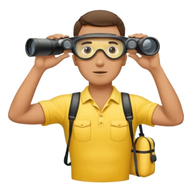 Male lifeguard – yellow shirt, binoculars in hand, scanning the sea, full body sticker