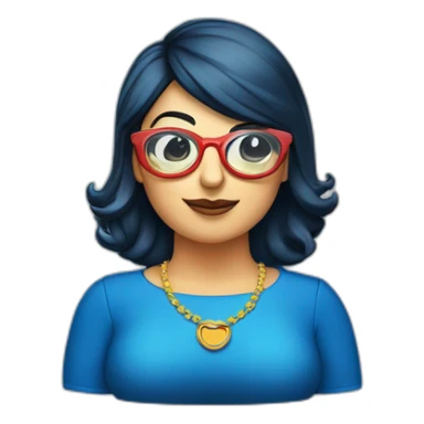 Mujer gordita morena gafas pelo largo ojos azules sticker