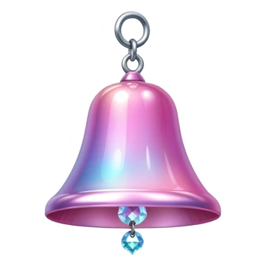 PInk iridescent Bell with chained hanging crystals  sticker
