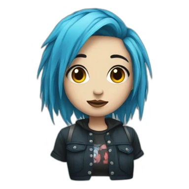 Emo girl with choppy blue hair piercings sticker