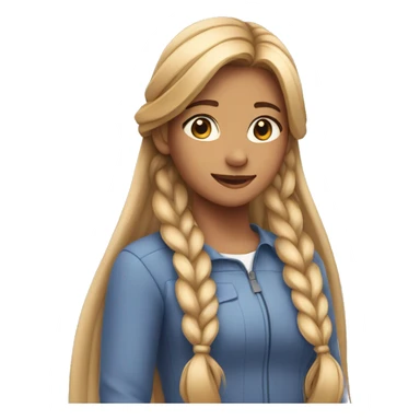 Girl with long braid over her shoulder going down to her waist  sticker