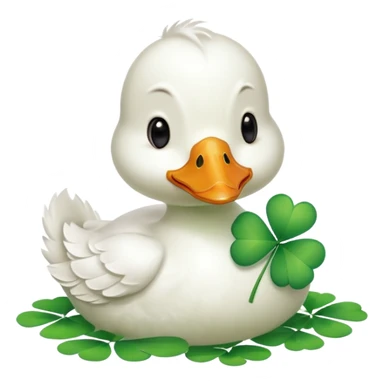 lucky duck with a four-leaf clover sticker