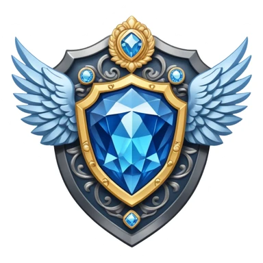 Shield with wings and a big blue diamond in the center and VIP label sticker