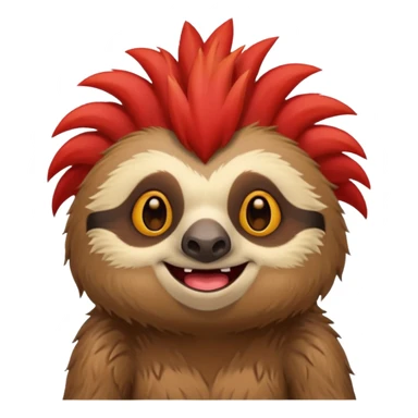 sloth with a big red mohawk sticker