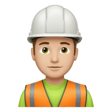 Hombre ingeniero casco blanco y chaleco verde sticker