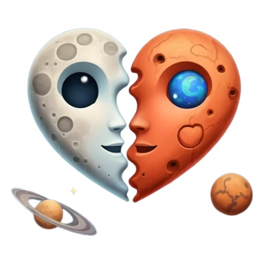 moon and mars heart sticker