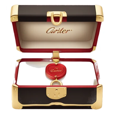 red Cartier box with inscription Cartier  sticker