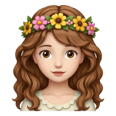 Açık kumral saçları olan, dalgalı kabarık saçlı beyaz tenli kahverengi gözlü bir kız çizer misinn sticker