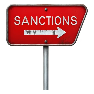 
red road sign with the inscription sanctions sticker