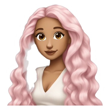 Very beautiful girl artist with very long with soft pink hair with a palette acrylic and tea white skin Ariana Grande sticker