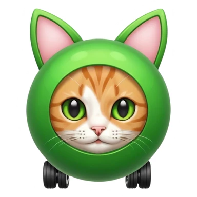 Cute green ball with cat ears with wheels sticker