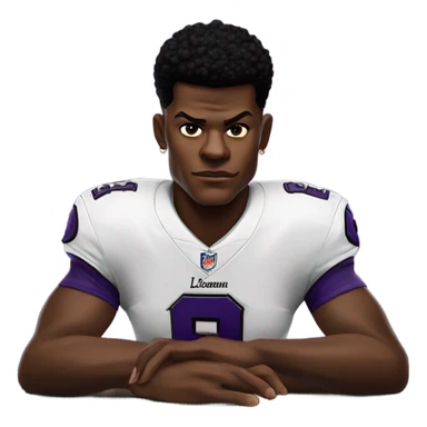 Lamar Jackson wearing his jersey at a blackjack table sticker