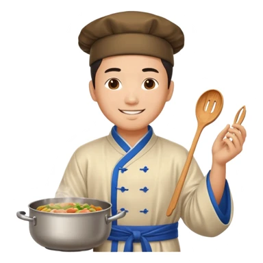 create emoji of a chinese man from 2000BC China cooking sticker