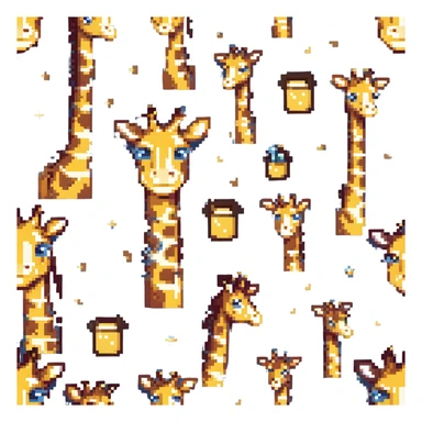 An adorable cartoon giraffe face with one eye slightly closed in a wink, a big cheerful smile, and a tiny raised hoof waving hello. Rosy cheeks, sparkles in the eyes, and a warm yellow-brown palette. The expression should feel inviting, like a happy 'Hi chat!' Perfect for greetings sticker