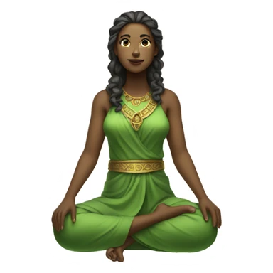 seated female god wearing green clothes  sticker