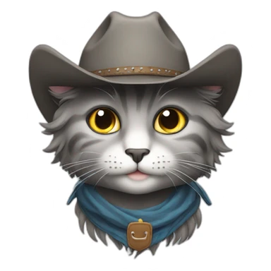 cowboy gray cat with a lot of hair sticker