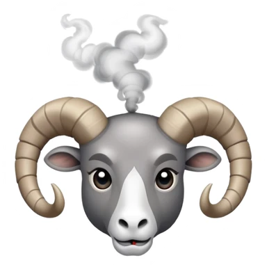 Ram with twisting horns and smoke coming out the nose  sticker