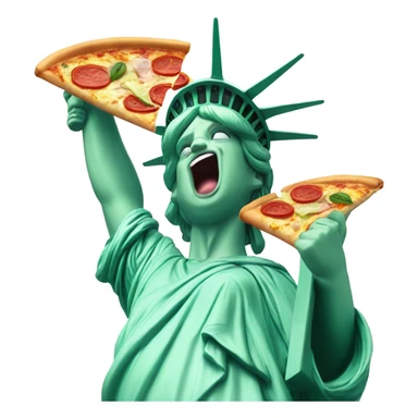Statue of Liberty eating a slice of pizza sticker