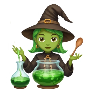 green witch cooking potion sticker