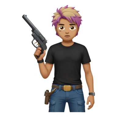 Guy holding a gun sagging his pants like a gangster sticker