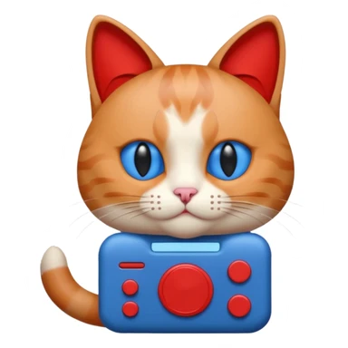 Cat with no ears head blue body blue with gadget red tail creator in fujiko pro sticker