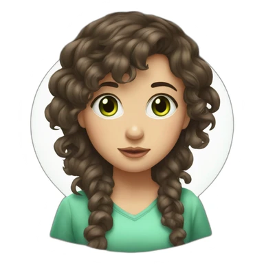Fille brune cheveux bouclés yeux vert sticker