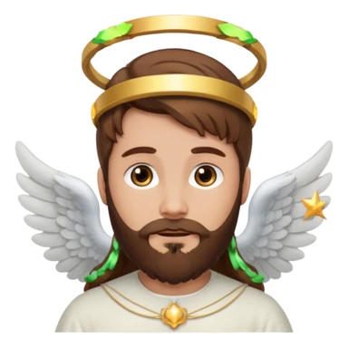 angel with brown hair and brown beard sticker