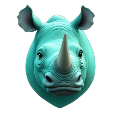 Teal colours rhino with love heart eyes sticker