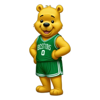 Winnie-the-Pooh wearing boston celtics jerssey sticker