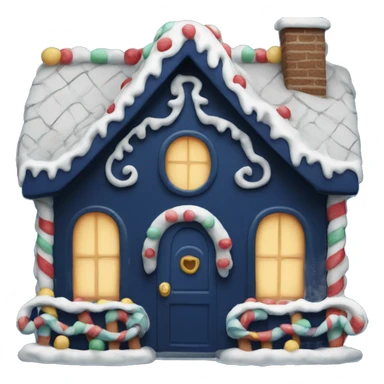 Cosy dark blue gingerbread house  sticker