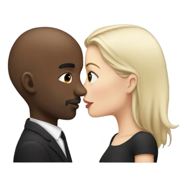 White girl dark hair kissing bald black man sticker