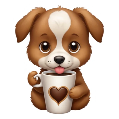 Puppy eating coffe  sticker