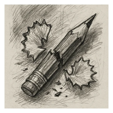 a broken pencil with shavings, pencil sketch style sticker