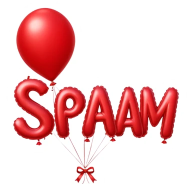 the word 'SPAM' in ornate gothic calligraphy, balloon style sticker